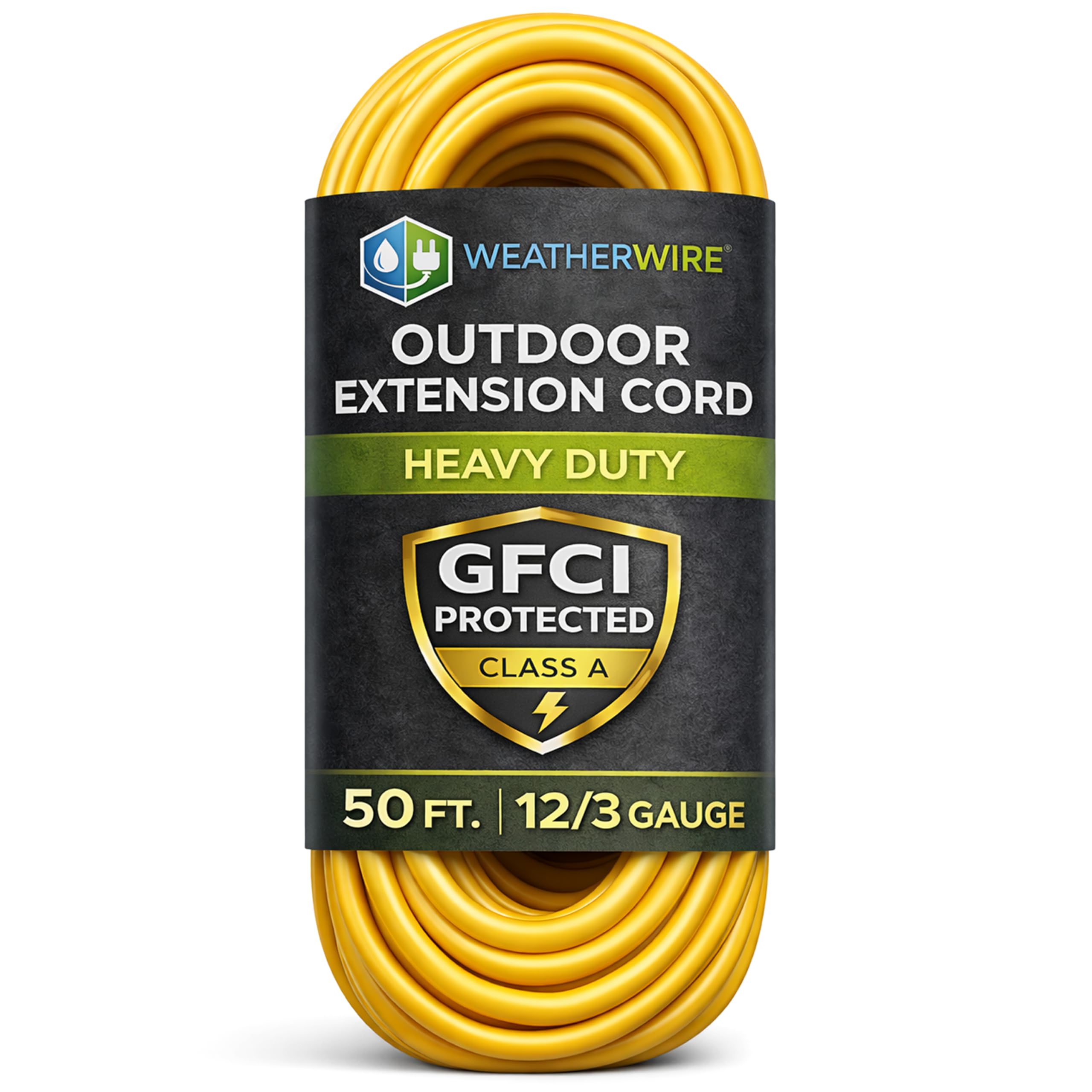 GFCI Extension Cord - Outdoor Extension Cord Waterproof (6 ft) Heavy Duty Outdoor Extension Cords with Multiple Outlets - WeatherWire - 6' Grounded - GFI Cord - extensiones electricas