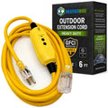 GFCI Extension Cord - Outdoor Extension Cord Waterproof (6 ft) Heavy Duty Outdoor Extension Cords - WeatherWire - 6' Grounded - GFI Cord - extensiones electricas