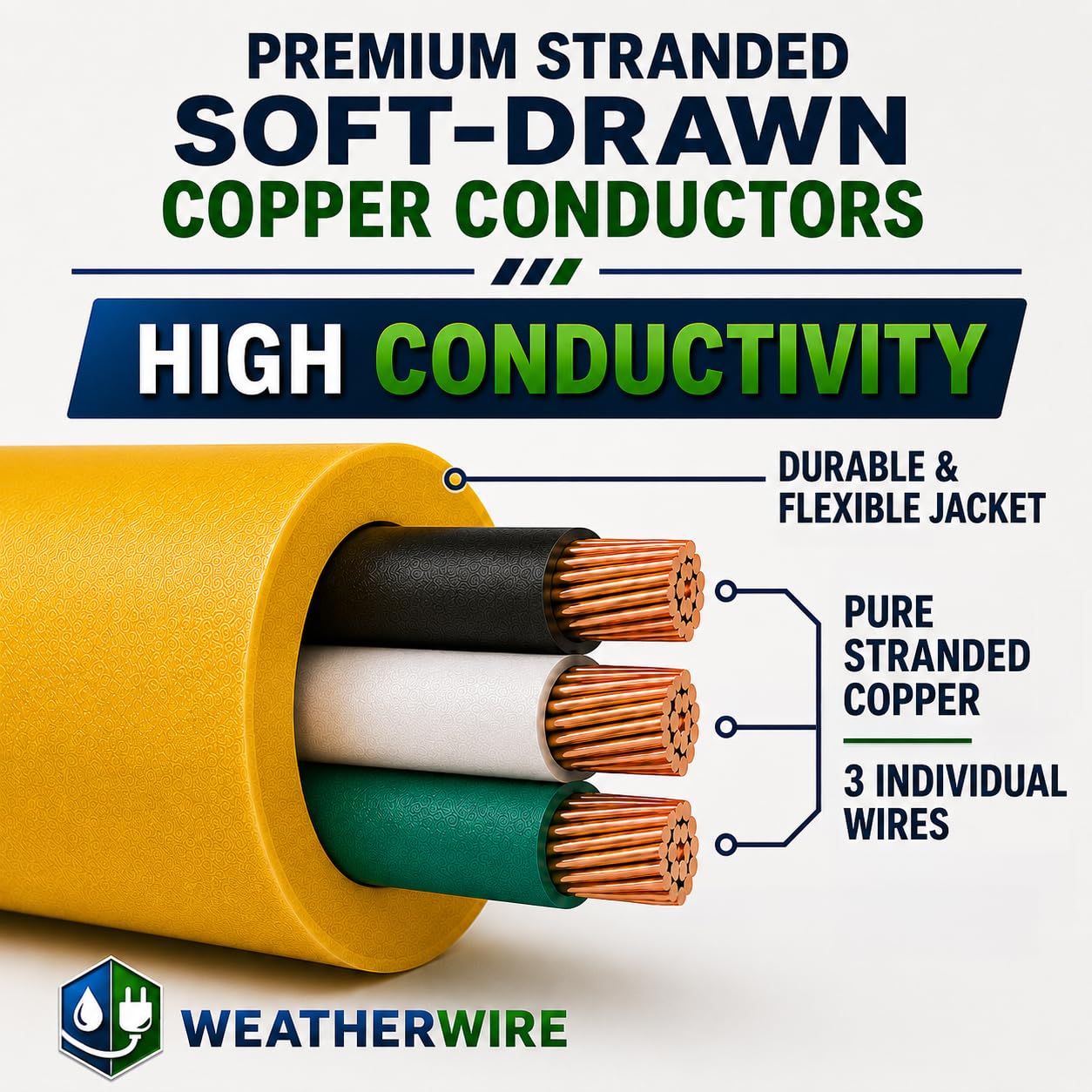 GFCI Extension Cord - Outdoor Extension Cord Waterproof (6 ft) Heavy Duty Outdoor Extension Cords with Multiple Outlets - WeatherWire - 6' Grounded - GFI Cord - extensiones electricas